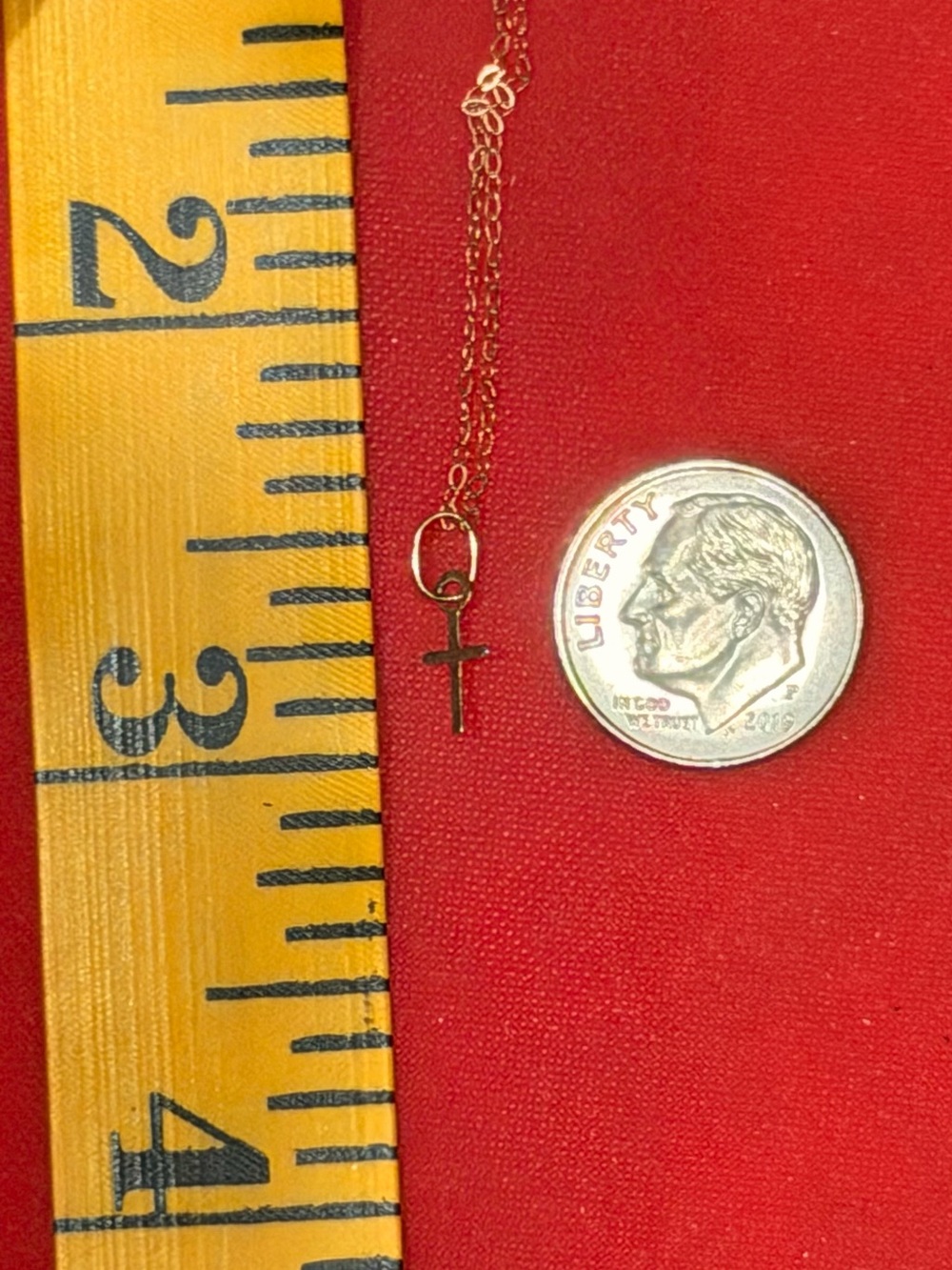 14k Gold very tiny Cross Pendant - Picture 4 of 6